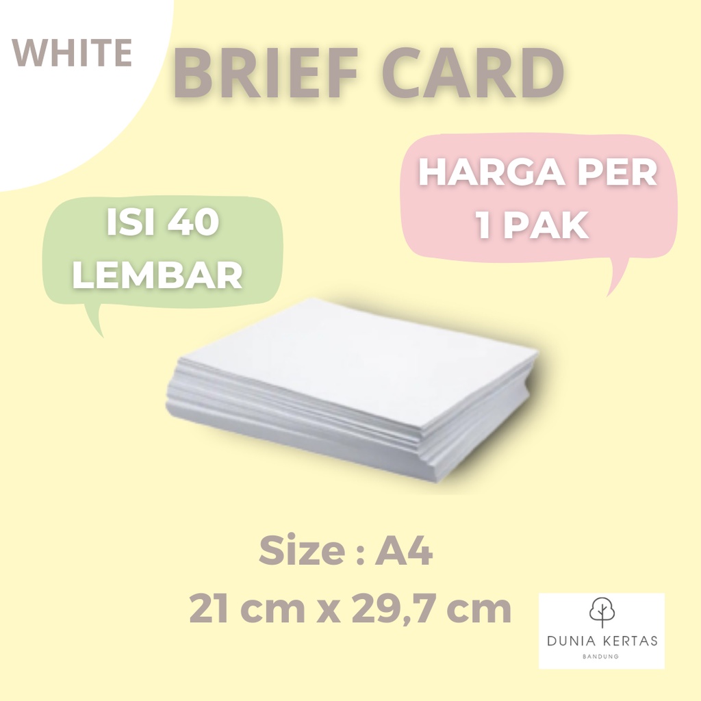 

Kertas BC Brief Card / Manila putih A4 (1 pak ISI 40 Lembar)