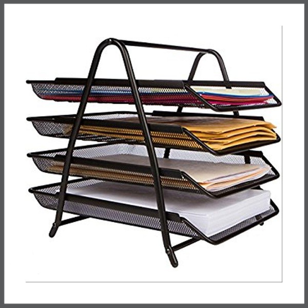 (2KG) SHENAR RAK DOKUMEN 4 TINGKAT / PAPER TRAY / LETTER TRAY 4 TIER / RAK KERTAS / RAK SURAT / RAK MEJA / RAK SUSUN / RAK LAYER / PENYIMPANAN BERKAS / ORGANIZER KERTAS