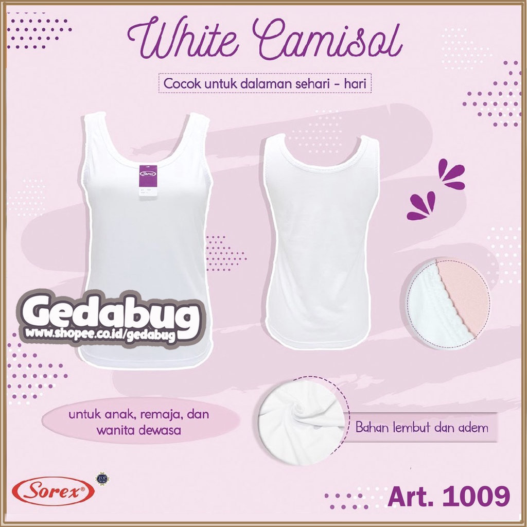 Singlet Sorex 1009 | Tangtop Wanita Remaja - Dewasa Camisol Putih S M L XL