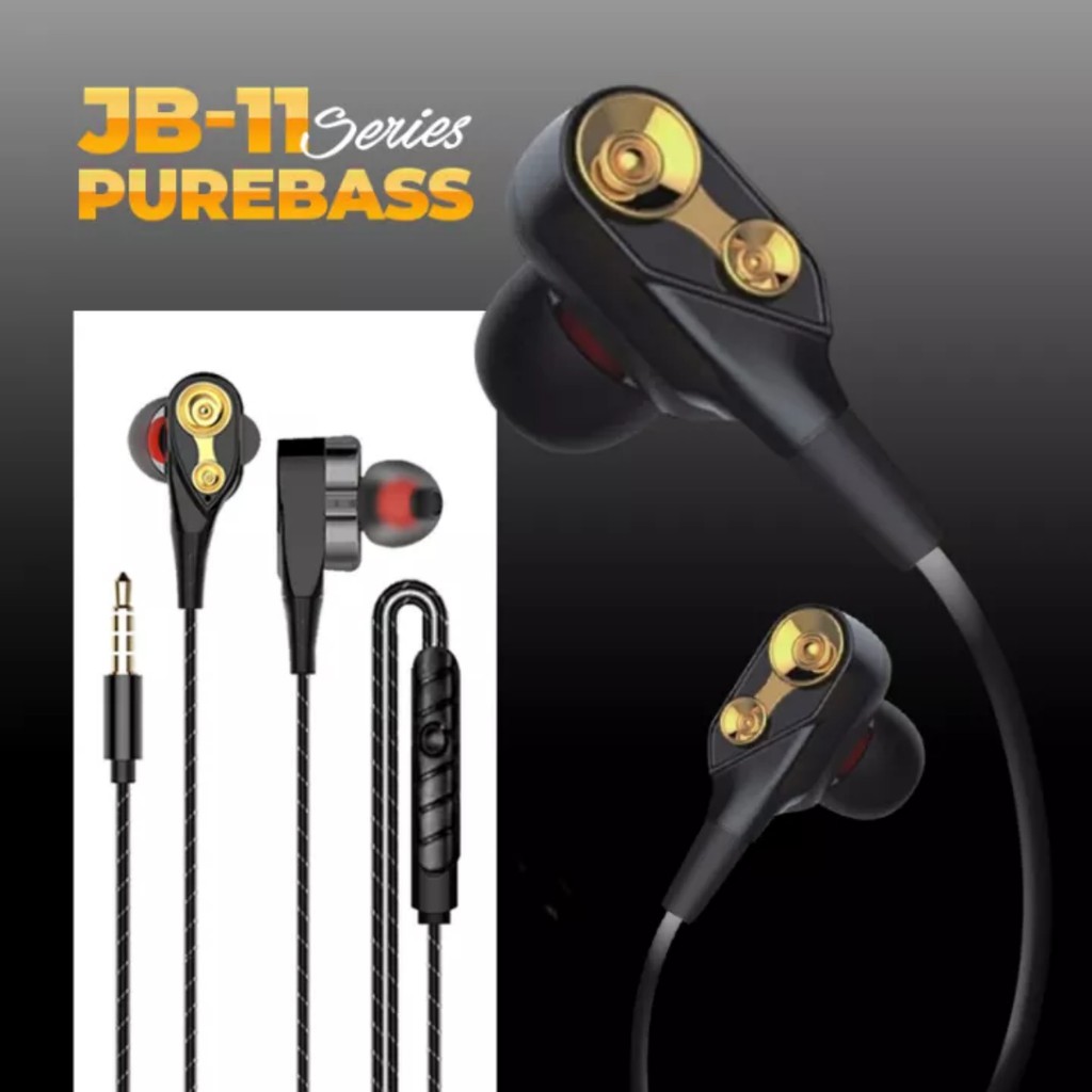 Headset PUREBASS Hi-Res Audio For 3.5mm Jack Earphone Megabass With Mic - JB-11-3