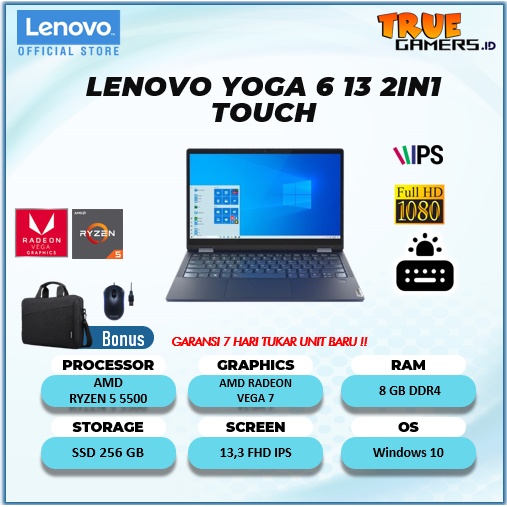 LENOVO YOGA 6 13 2IN1 TOUCH RYZEN 5 5500 8GB 512SSD VEGA7 W10 13.3FHD IPS