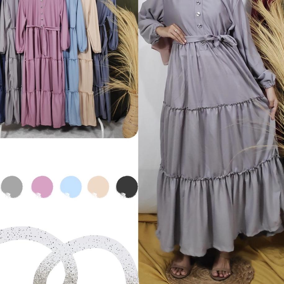 Gamis Rumbai Lengan Panjang Zhera Fit  L-XL Lingkar Dada 104cm Panjang 130cm ,,