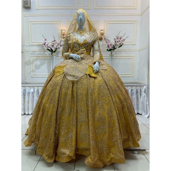 SALEE GAUN PENGANTIN BARBIE GOTIK BEREKOR//GAUN WEDDING KIPAS MODERN//TERMURAH