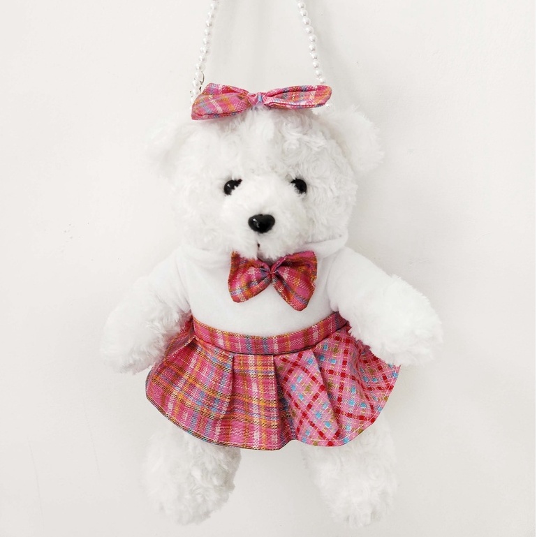 Tas boneka teddy bear LOLITA tedy bear bulu lucu imut gemoy Selempang rantai Wanita Baru Boneka Mewah Ransel Kasual Tas Kepribadian Kartun Beruang Tas B2405