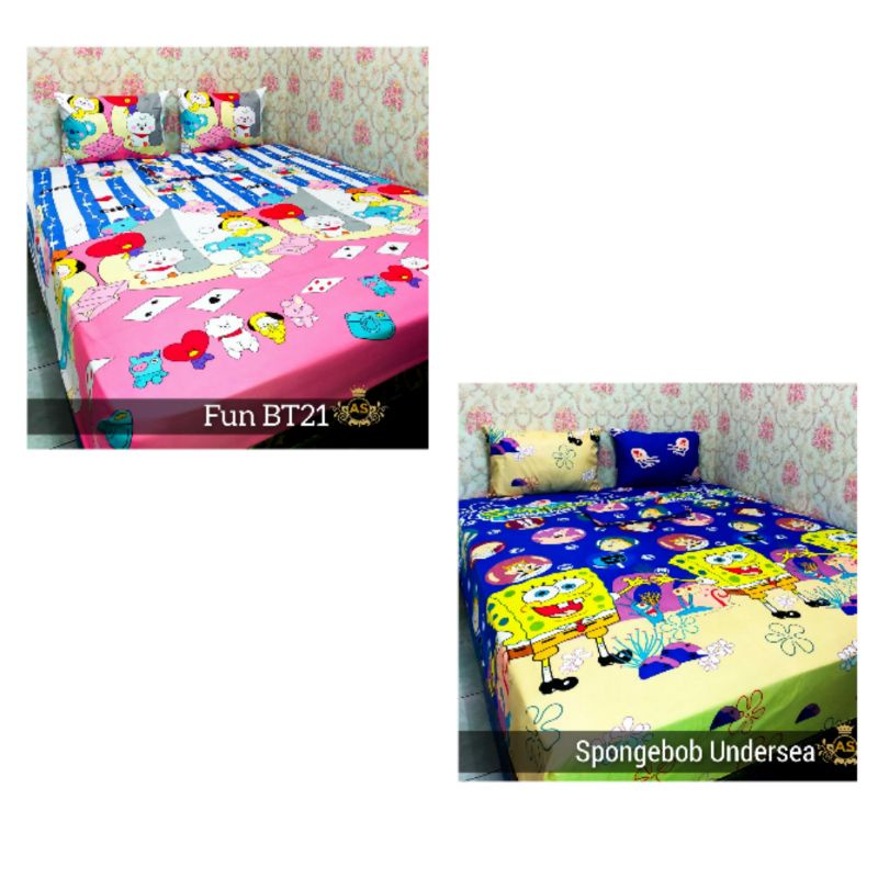SPREI SPONGEBOB | SPREI BT21 | SPREI KARAKTER | SPREI KARAKTER ANAK | SPREI HOMEMADE | SPREI MOTIF A