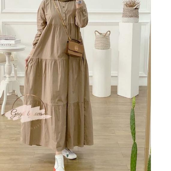 ➦ Kirania Dress Jumbo XL, XXL, XXXL Gamis Rayon Premium Terbaru Gamis Polos Katun Busui Friendly Lon