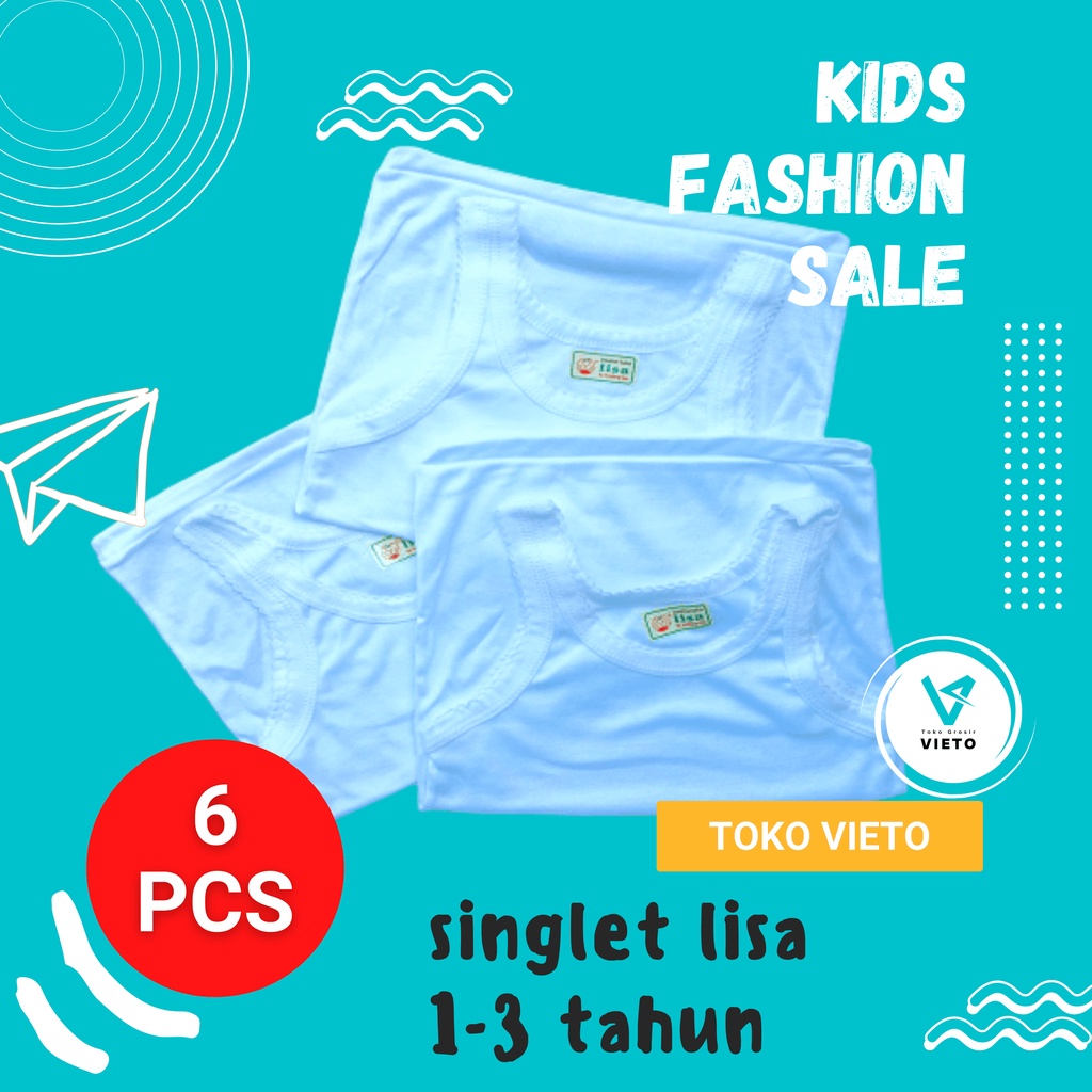 Kaos Dalam Anak Lisa Isi 6 Pcs Grosir Untuk Anak Usia 1-3 Tahun Grosir Singlet Unisex Pakaian Dalam 
