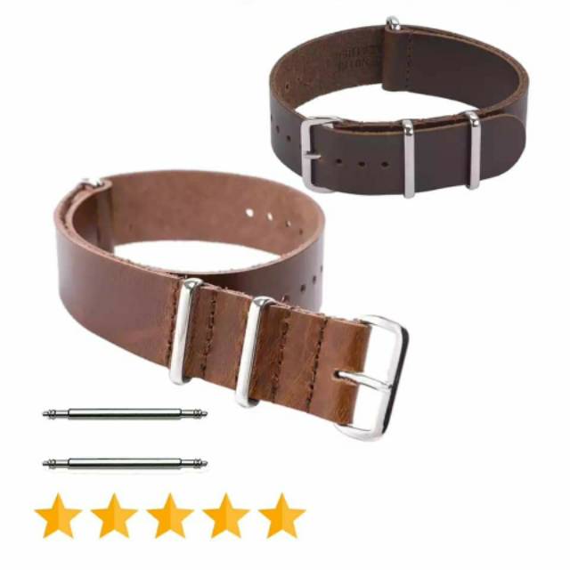 Tali Strap Kulit leather nato Zulu Vintage jam Tangan
Watch Pria Wanita