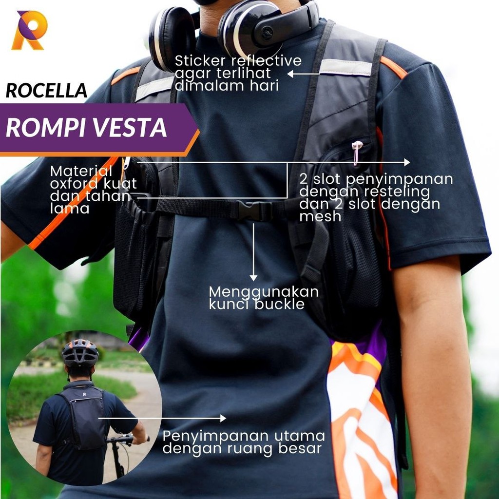 Rompi Lari//Rompi Sepeda//Rompi Running Cardio//Rompi Jogging//Rocella Rompi Vesta