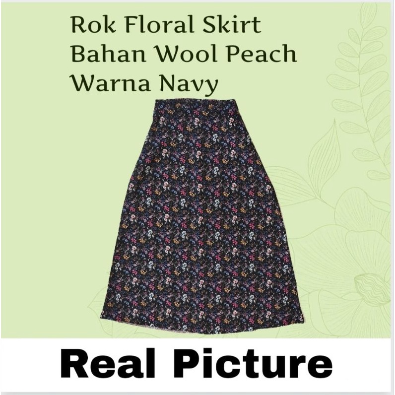 Rok Wanita Span Panjang Korea Style Floral Skirt A Line Motif Bunga Model Kekinian Good Quality Premium