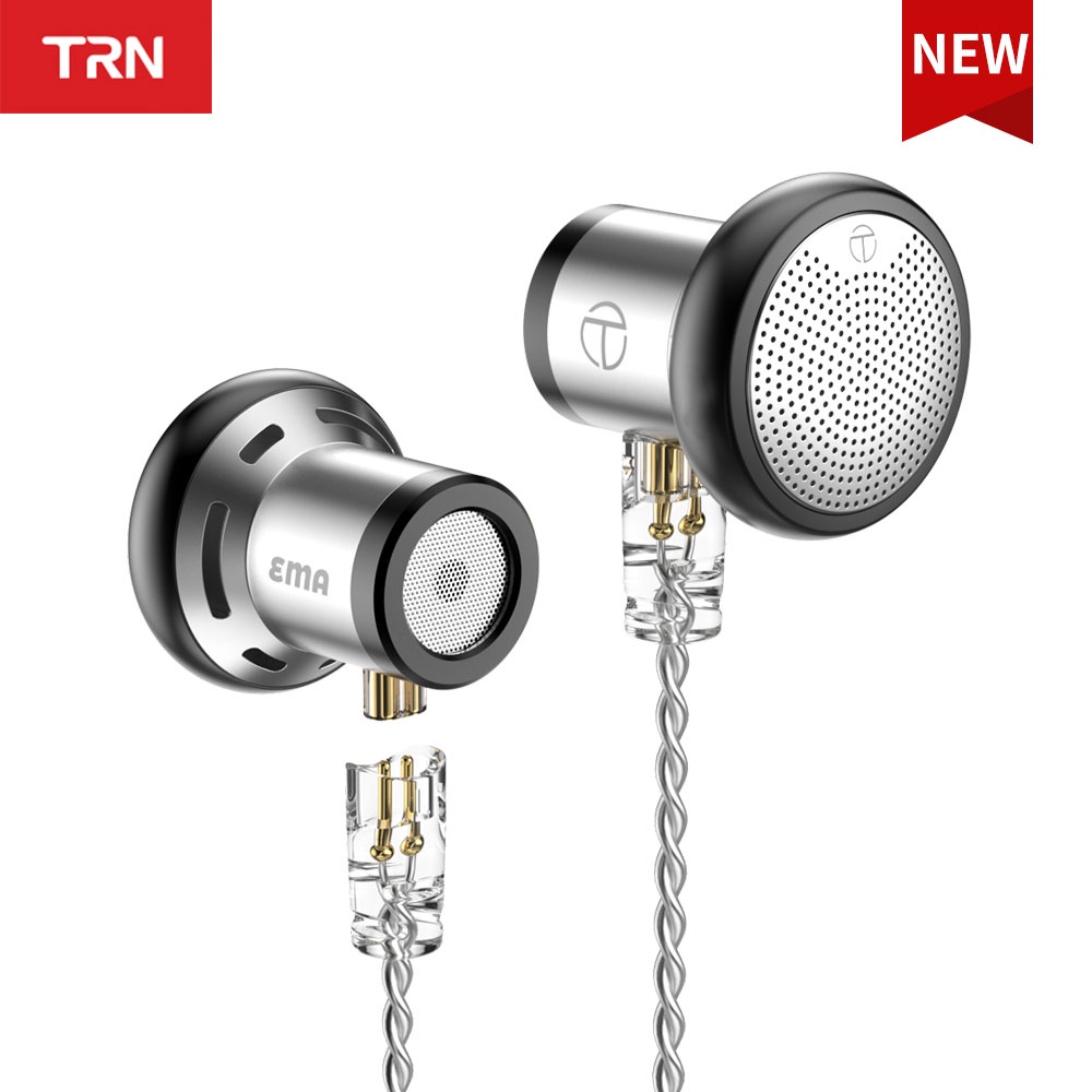 Trn EMA Earphone In Ear Bass Dinamis Kepala Flat Bahan Metal Dengan Kabel Pengganti 14.2mm