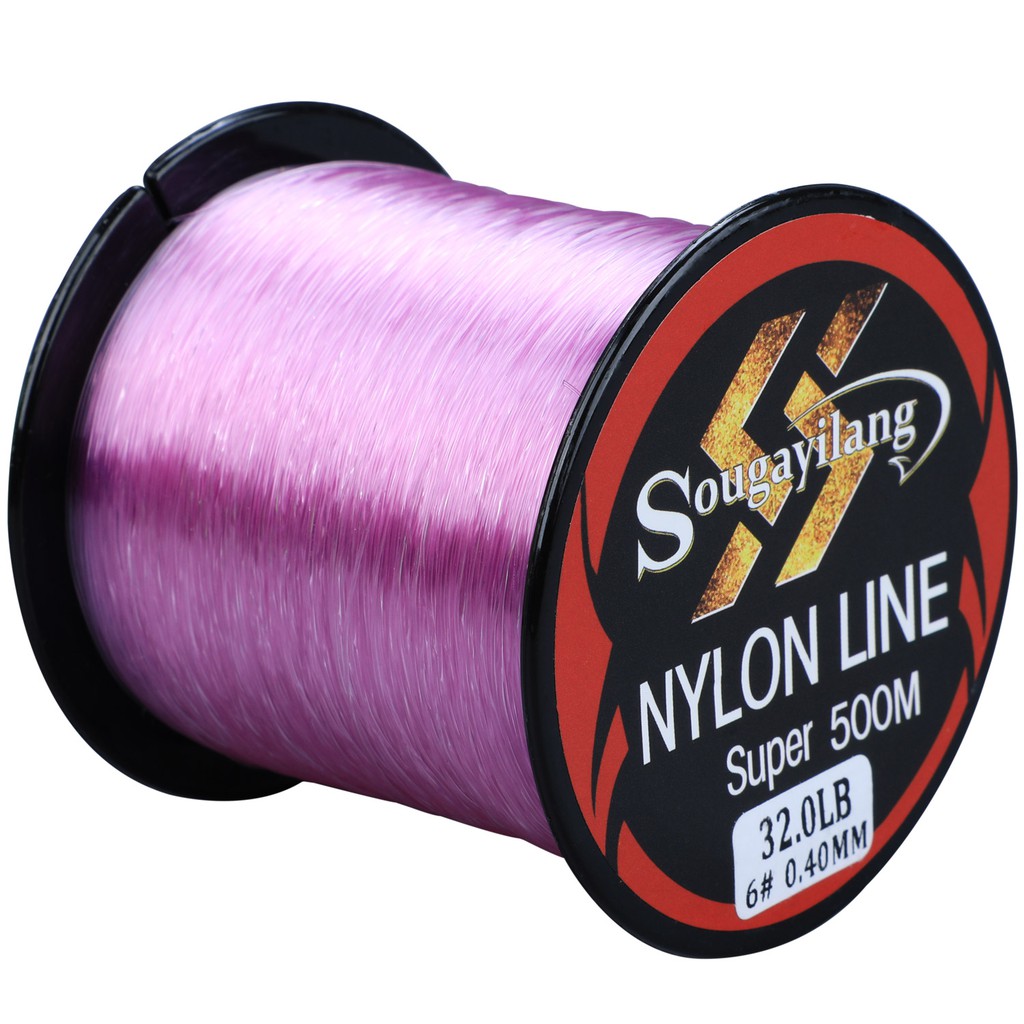Sougayilang 500M Nylon Fishing Line 5 Colors Senar Pancing 11-36.3Lb 500 Meters Nylon Sinking Fishing Line Bahan Nilon Multicolor Fishing Line Fishing Gear-Pink
