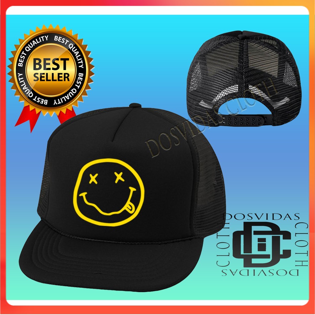 BERKUALITAS Topi Trucker Jaring BAND NIRVANA Keren Pria Wanita NIRVANA BAND COD