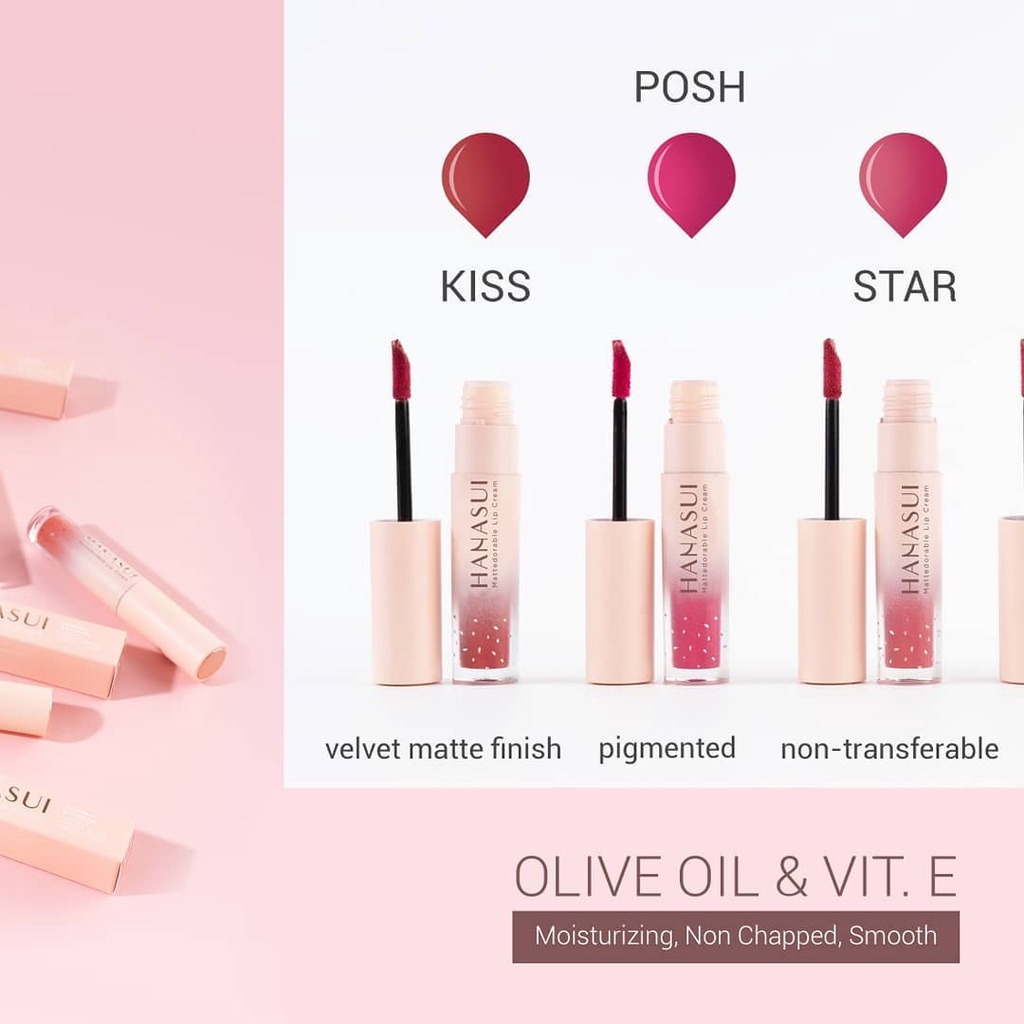 Hanasui Mattedorable Lip Cream Original Termurah Shade 01-08