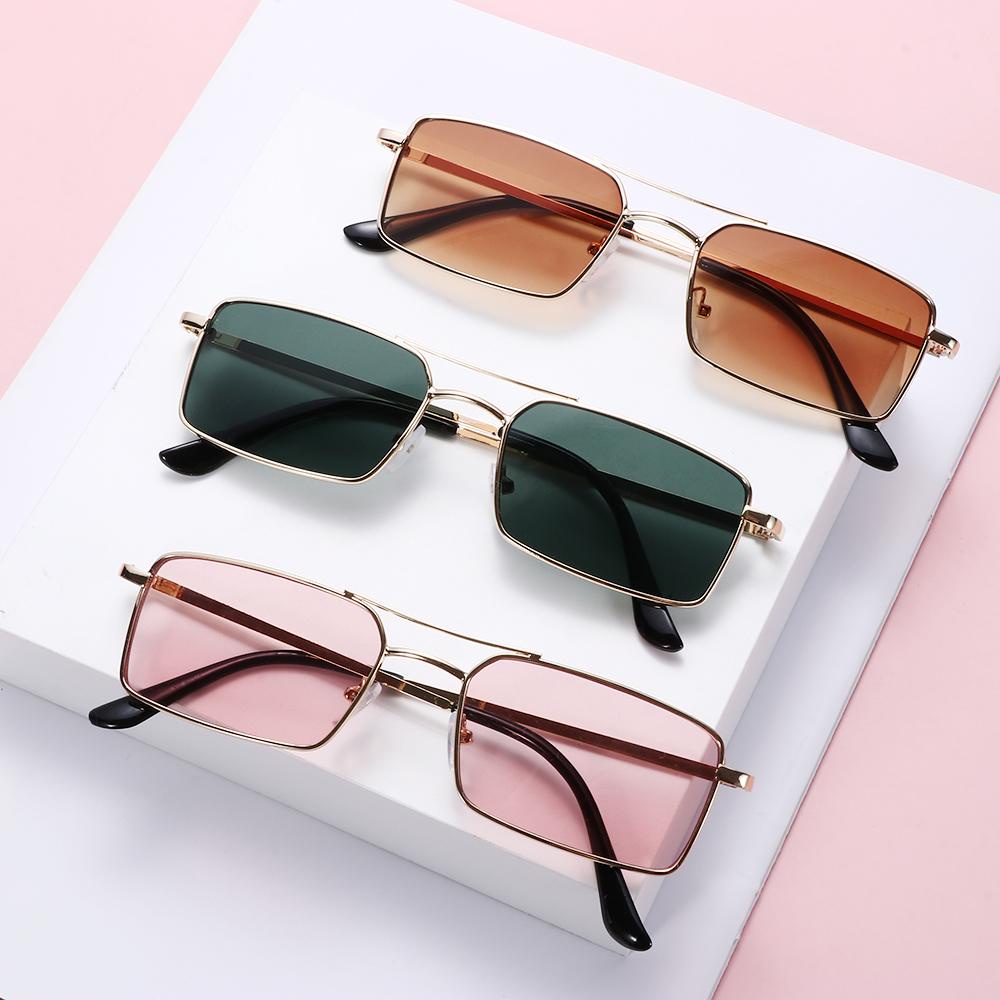 R-flower Retro Rectangle Sunglasses Fashion Bingkai Logam Untuk Wanita Dan Pria Bingkai Kecil