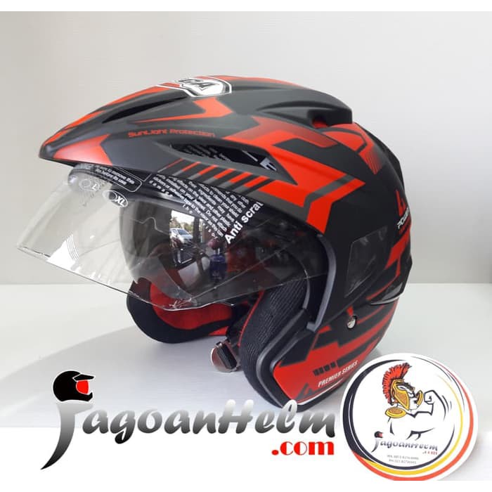 ASCA HELM PREMIER POWER | BLACK RED DOFF | DOUBLE VISOR