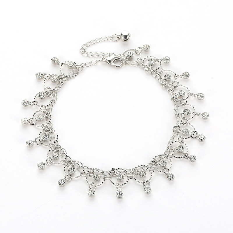 AZ094 Gelang Kaki India Gelang Kaki Model Rantai Warna Silver Manik-Manik Untuk Wanita