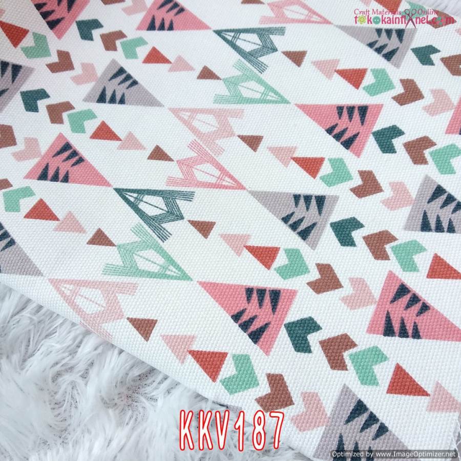 KKV187 Kain Kanvas Motif Tribal Salem Hijau Ukuran 48x145cm