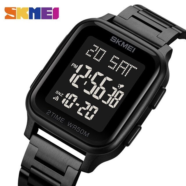 SKMEI 1859 Jam Tangan Pria Digital Chronograph Sport Watch Anti Air Tali Stainless Steel WATCHKITE WKOS