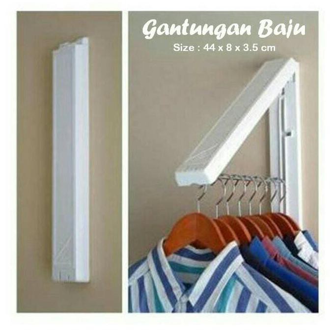 Gantungan Baju Indoor Lipat Furniture Rumah Tangga Tempel Di Dinding Putih Original Shopee Indonesia