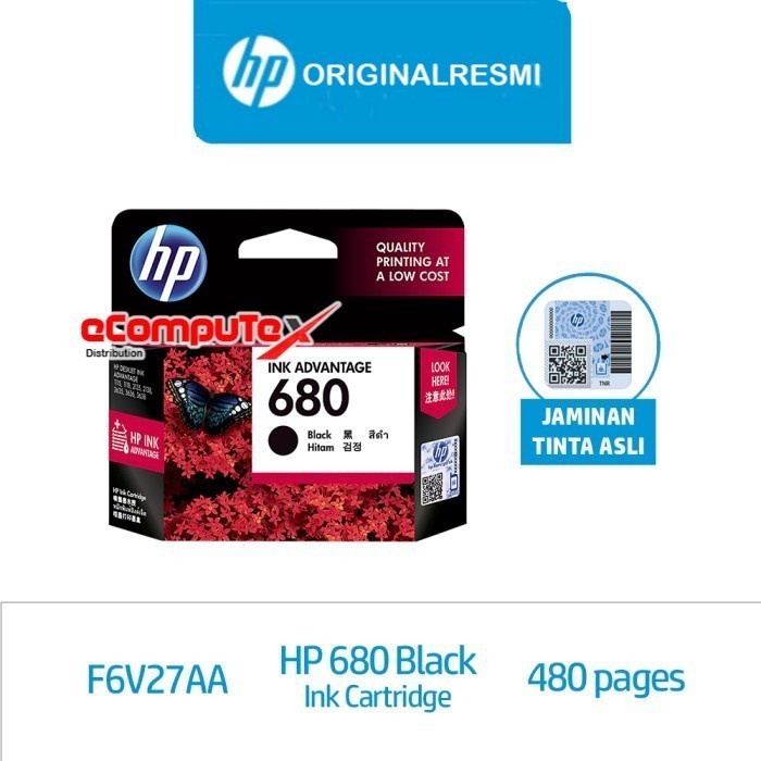 CARTRIDGE HP 680 BLACK / TINTA CATRIDGE HP680 HITAM ORIGINAL - RESMI