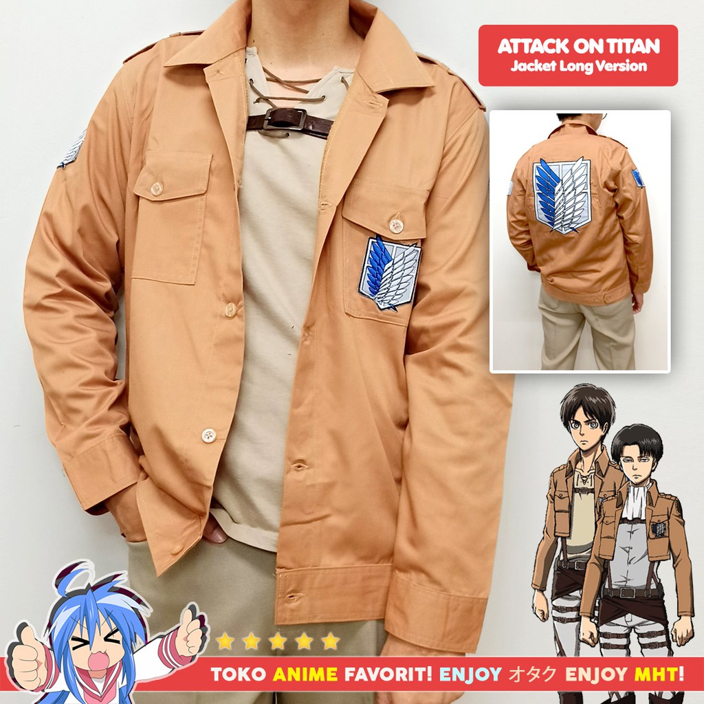 Jaket Anime Attack On Titan AOT Shingeki no Kyojin SNK Scouting Legion Survey Corps Long Cosplay