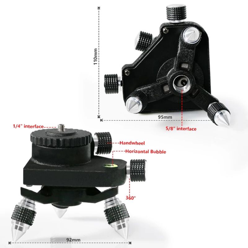 360° Bracket Dudukan Laser Level 3d 12 Line Rotary Base Tripod Adapter Ukuran 1/4 Inch Untuk Laser Level