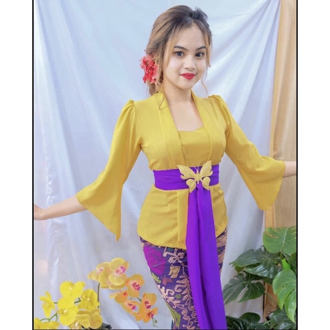 (Kebaya Saja) Kebaya bali moscref kutubaru lengan lonceng