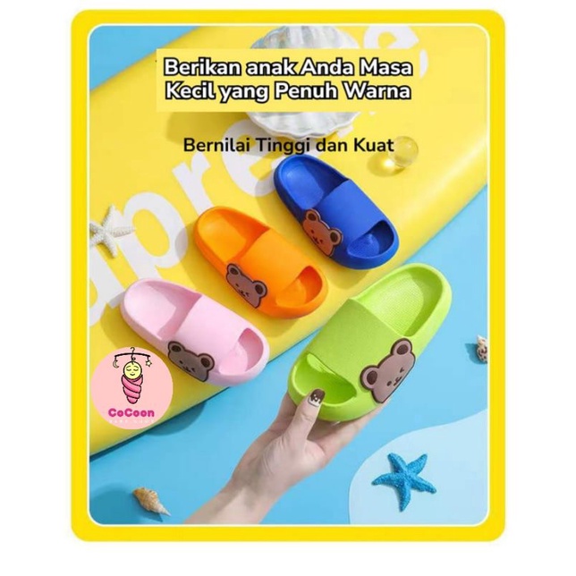 Sandal Slides Bayi / Sepatu Sandal Anak Karet Anti Slip Beruang