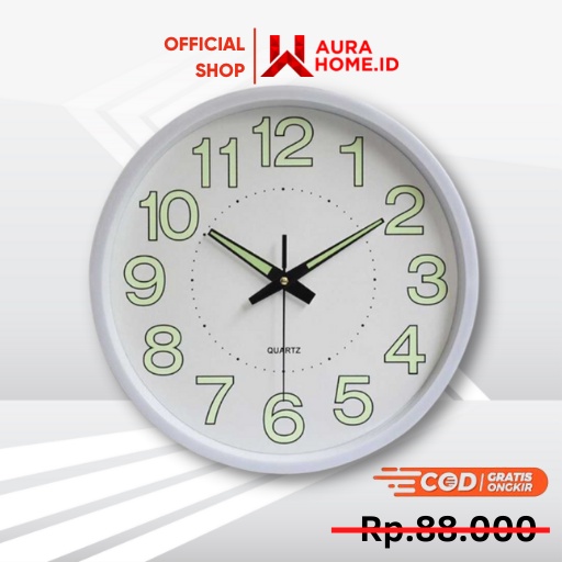 Jam Dinding Quartz Glow in The Dark 30CM / Jam Dinding Angka Dekorasi Rumah Model Minimalis Aestheti