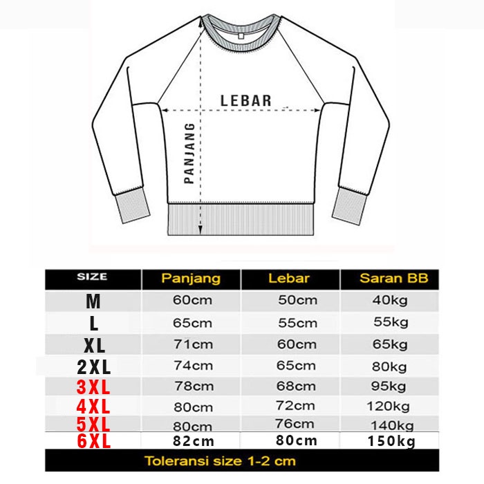 SWEATER CREWNECK PARIS OVERSIZE (M - 6XL ) SWETER JUMBO SWITER KOREA PARIS BIG SIZE