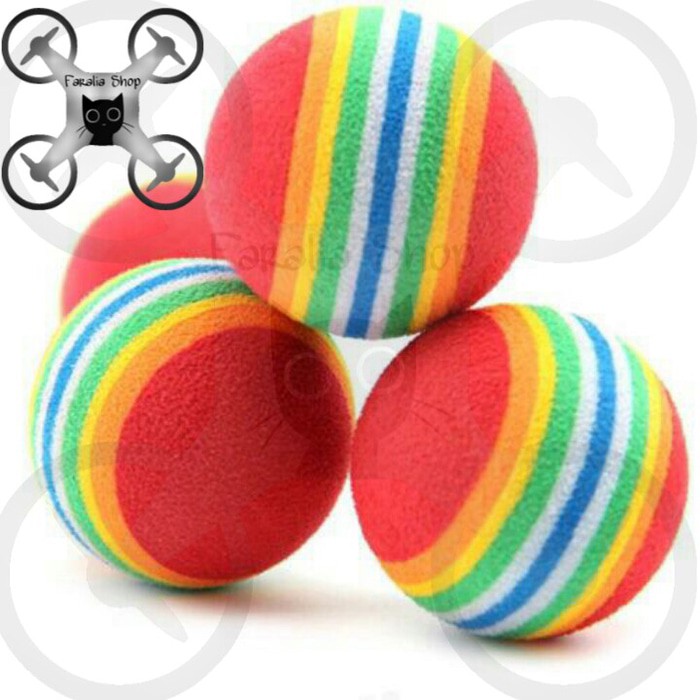 Mainan Kucing Anjing Bentuk Bola Elastis Busa Kitten Puppy Pelangi Rainbow Cat Ball Dog