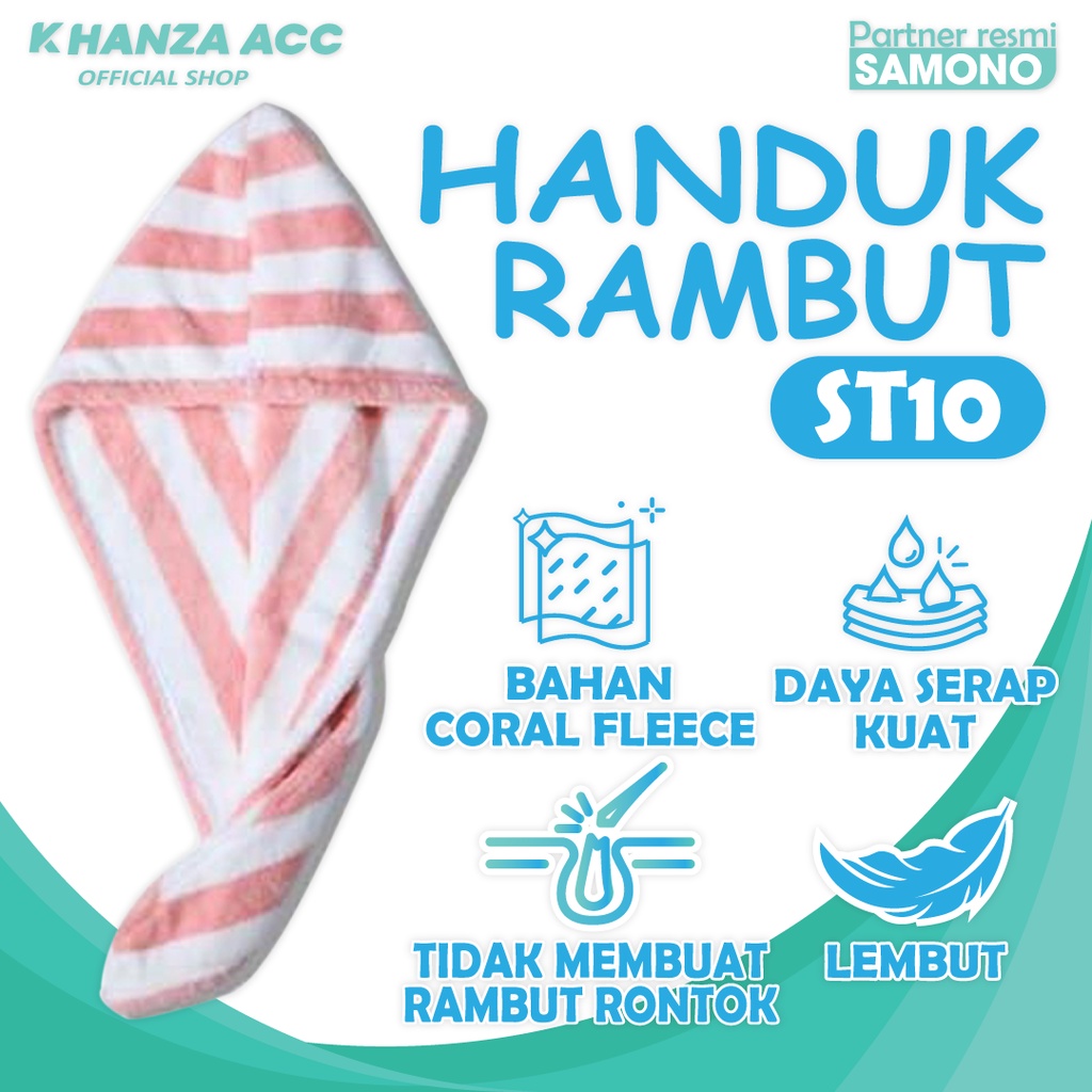 KHANZAACC SAMONO ST10 Handuk Rambut Keramas Kepala  Turban Magic Towel Bahan Lembut