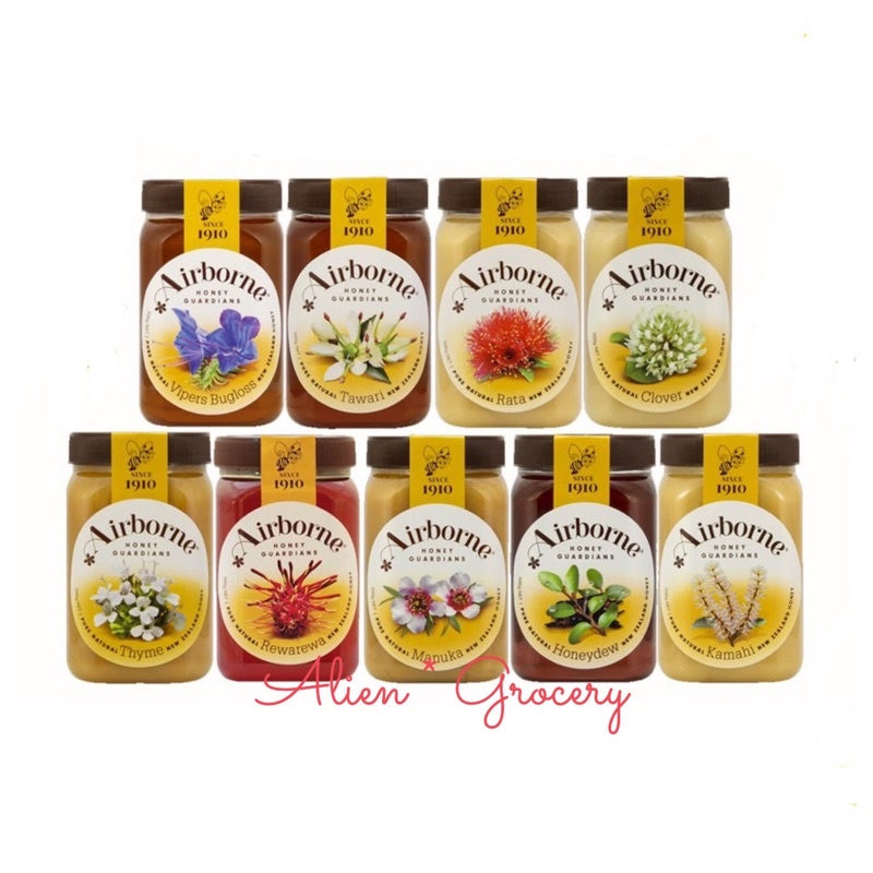 Airborne Honey Madu Premium Rewa Rewa Rata Kamahi Manuka Viper Bugloss Clover Tawari 500g