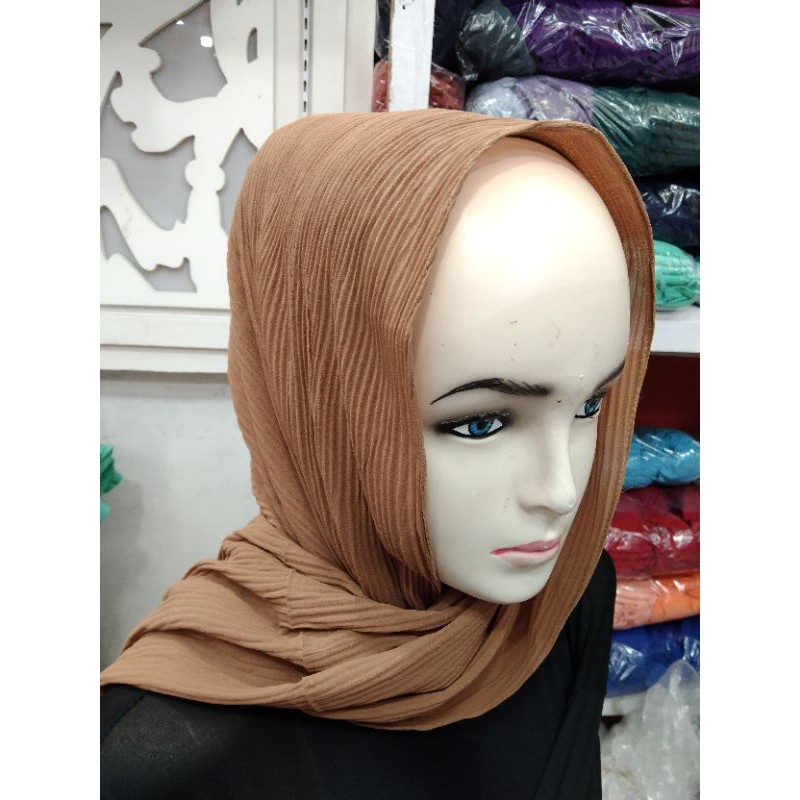 Pashmina Plisket Shawl/Pashmina Plisket Pashmina Diamond crep/