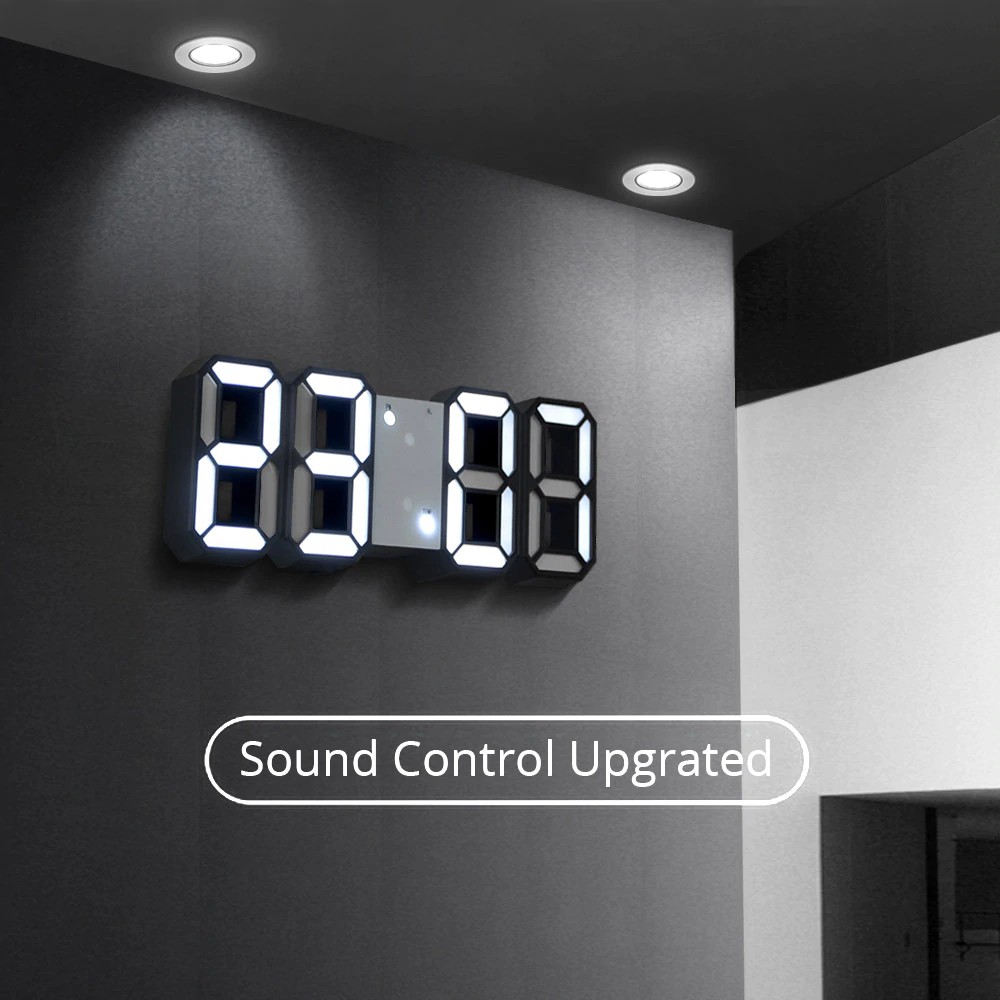 3d Led Wall Clock Modern Digital Sound Control Table Desktop Alarm