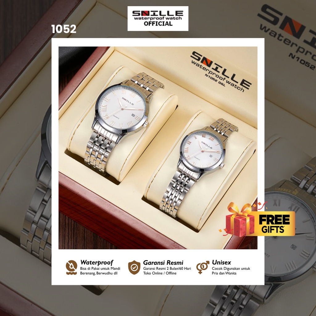 Snille Jam Tangan Rantai Wanita Couple Unisex Original Asli Anti Air Waterproof 1052