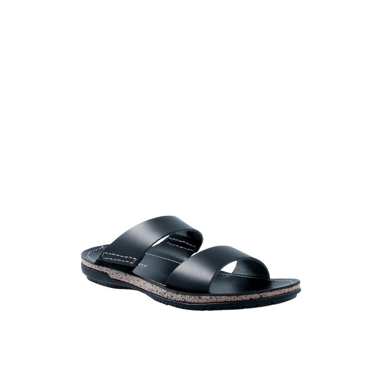 SANDAL SLIDE PAKALOLO PRIA ORIGINAL CASUAL KULIT ASLI HITAM PB36