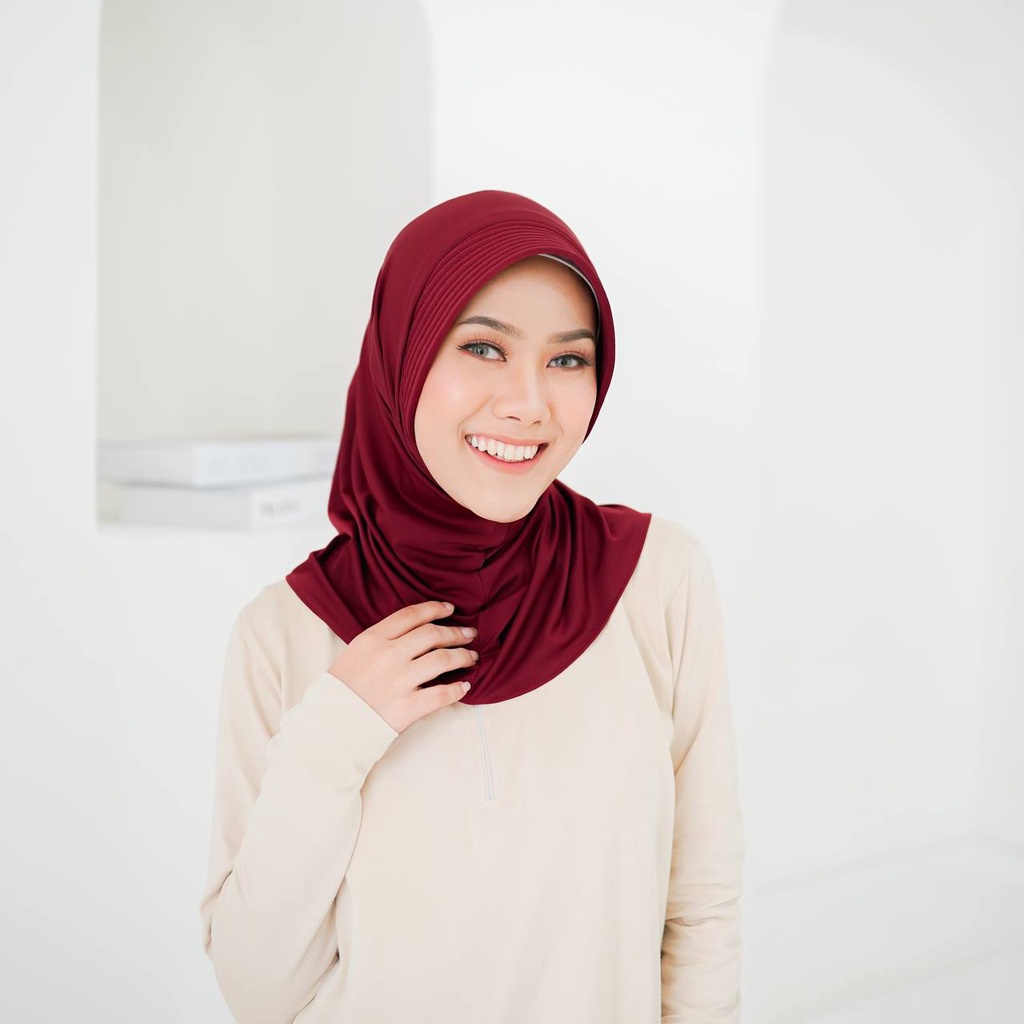 Bergo Sport Hijab Olahraga Premium / Bergo Sport Jersey Premium / Hamidah bergo S /Bergo pad s-6