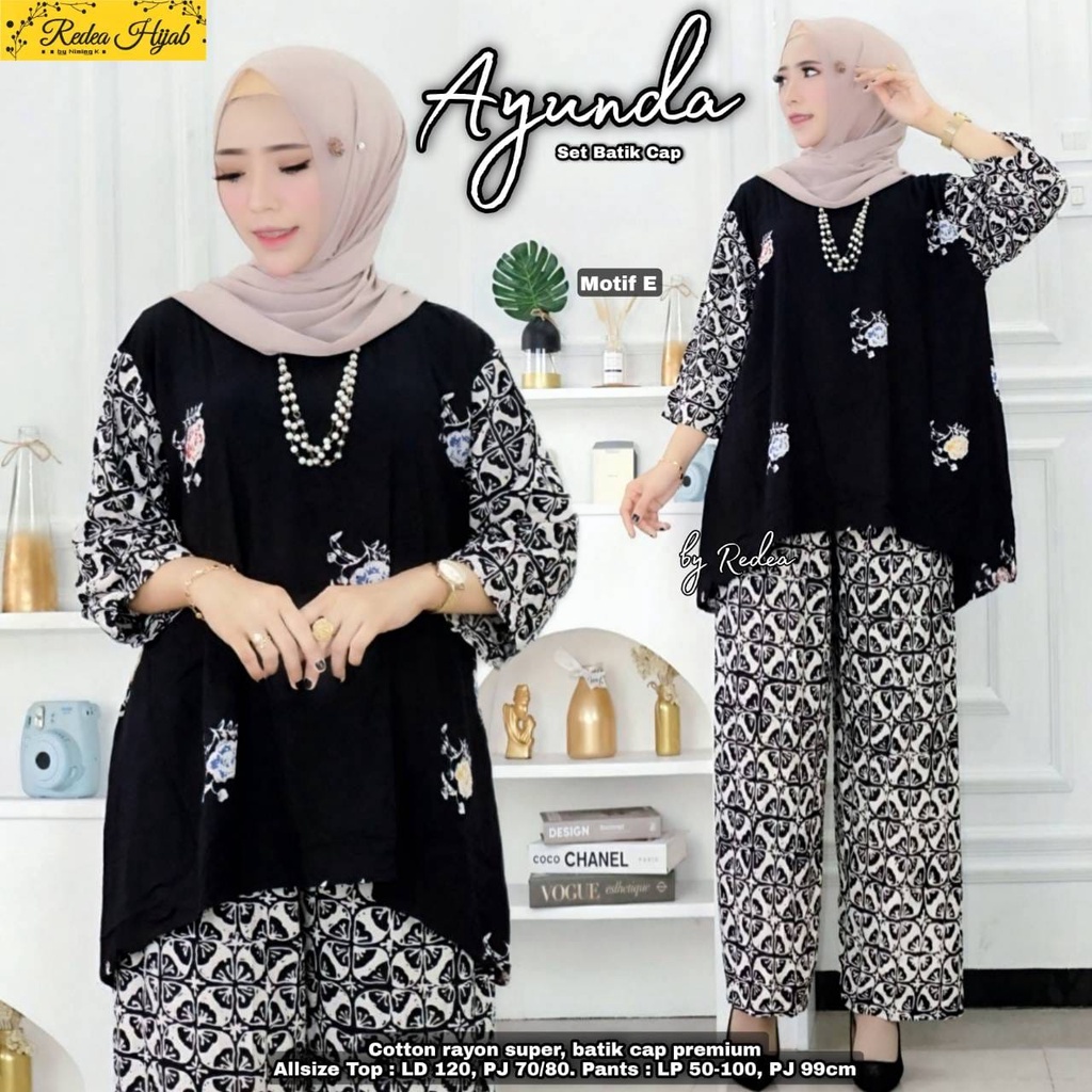 Redea Hijab Ayunda Set Wanita Rayon Jumbo Kekinian Motif Batik Cap