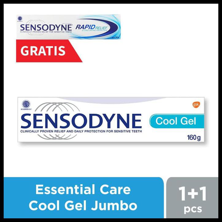 BAYAR DITEMPAT Sensodyne Essential Care Cool Gel 160gr FREE Rapid Relief 100gr SALE