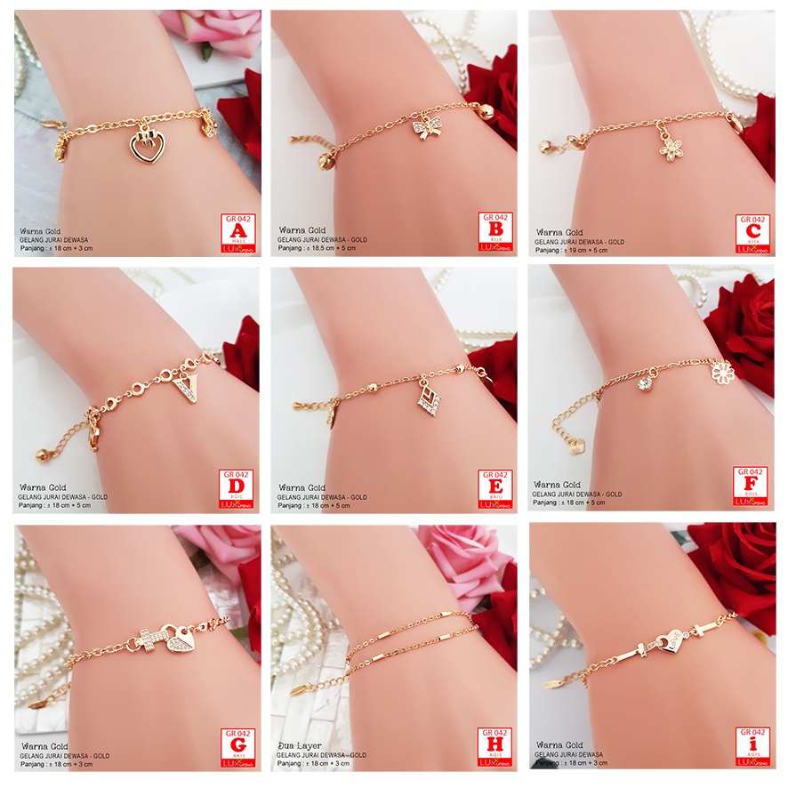 GR 042 Gelang Tangan Wanita Dewasa Model Dua Layer Gelang Xuping Huruf LOVE Luxx Xuping