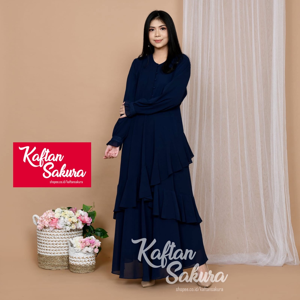 Baju Gamis Wanita Syar'i Muslim Lebaran 2022 Terbaru untuk Pesta Kondangan warna premium mewah terlaris  bahan ceruty babydoll full furing kirim instant same day warna pink kuning navy