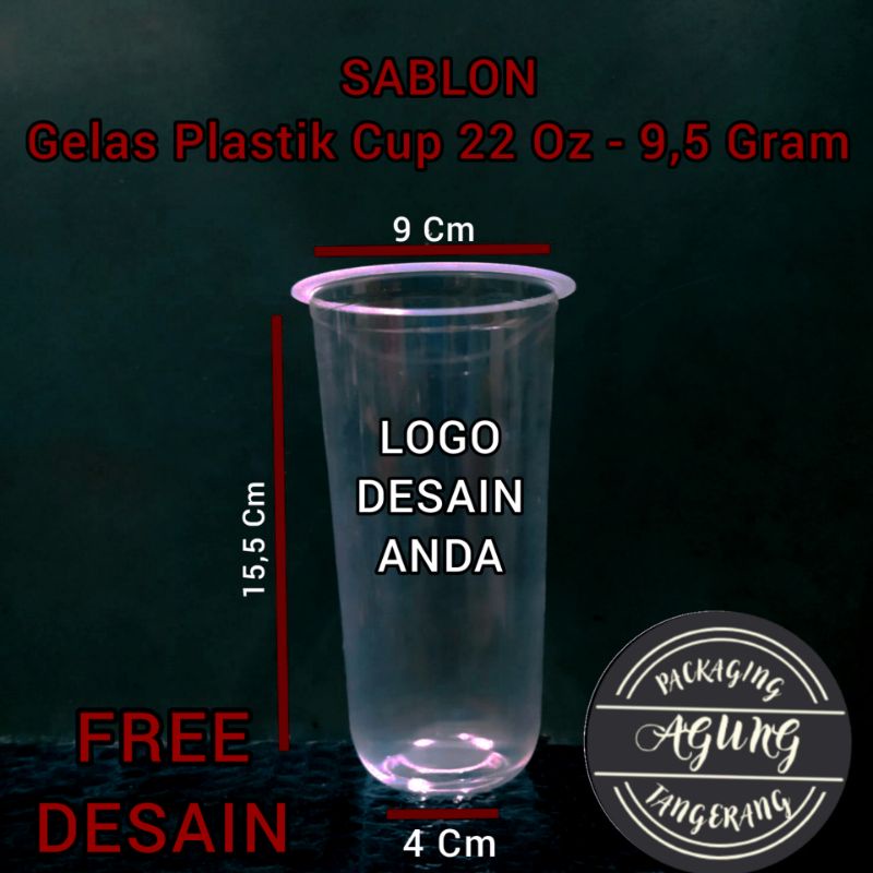 Sablon Gelas Plastik Cup 22 Oz Oval