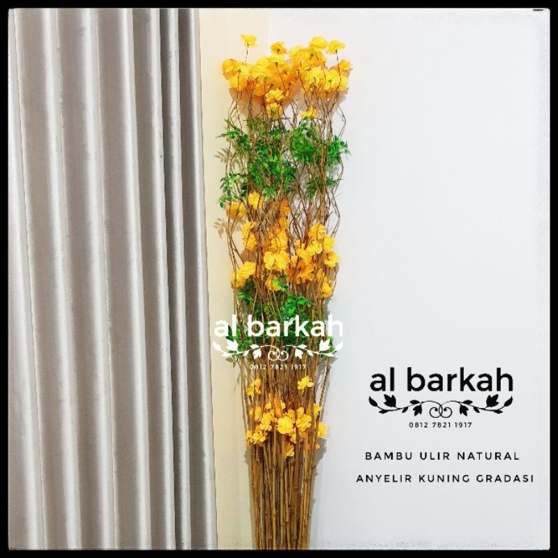 15 Batang Bambu Ulir Natural Anyelir Kuning Gradasi