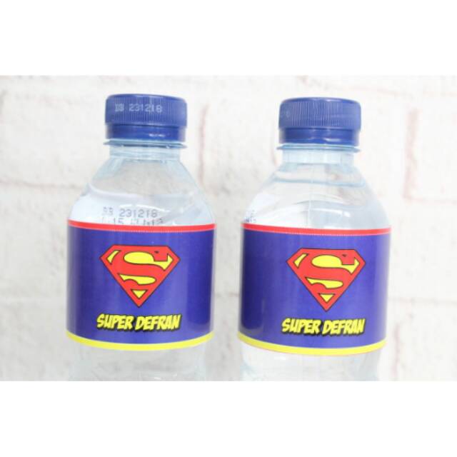 

Label aqua / label air mineral botol karakter superman logo