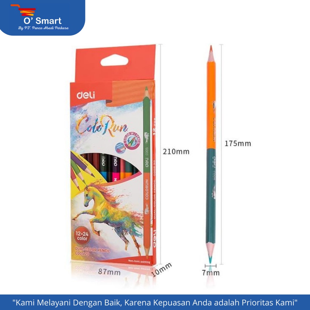 

DELI Pensil Warna Bolak Balik EC00520 24 Warna Per set