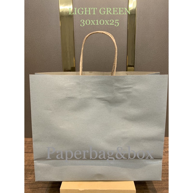 

Kantong kertas / paperbag HIJAU MUDA/LIGHT GREEN 30x10x25/ Tas Kertas/ Paper bag