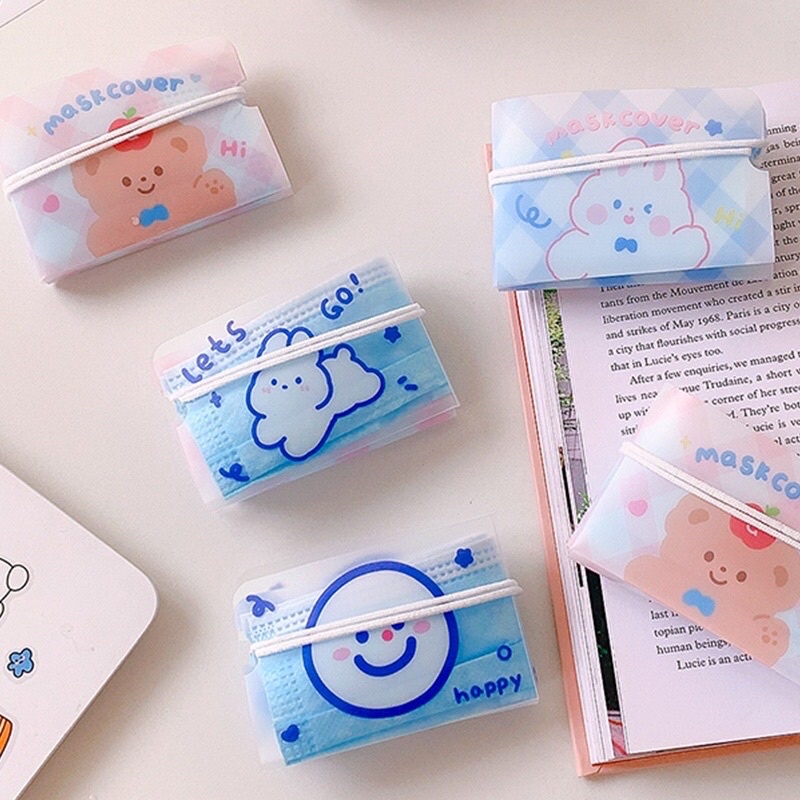 MASK COVER TEMPAT MASKER MEDIS STERIL LIPAT TRAVEL BERPERGIAN JALAN KARAKTER KARTUN HEWAN LUCU BERUA