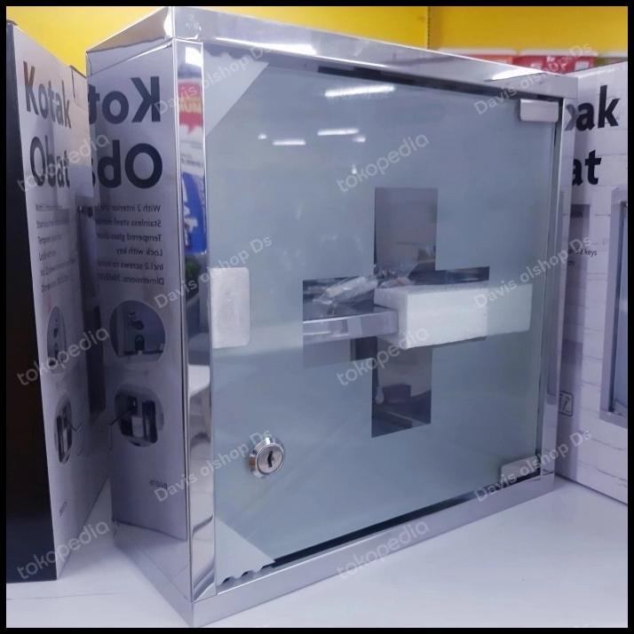 Kotak obat Dinding Minimalis/ kotak obat P3K Stainless/Rak lemari obat